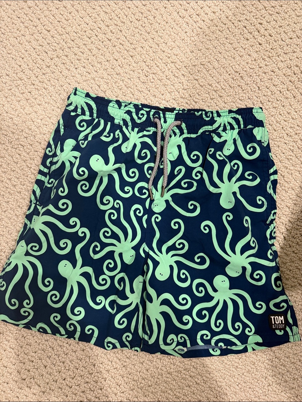 Tom & Teddy Navy and Mint Octopus Swim Shorts